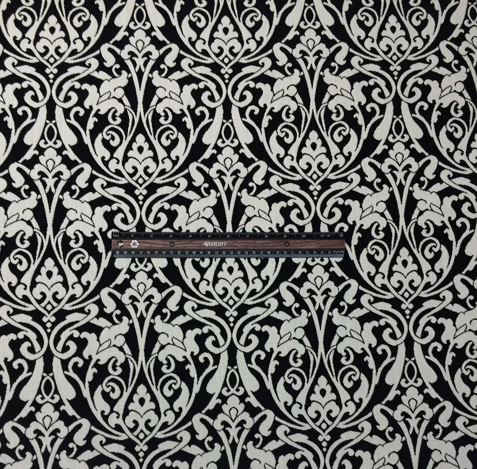 OUTDURA MORTIZ MICA NEGRO FLORAL DAMASCO EXTERIOR INTERIOR TELA POR YARDA 54"W Foto 2 de 4