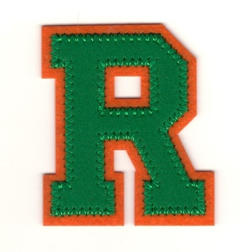 Green Orange Letter R Patch Lot of 2 Felt Varsity Letterman Iron on (2" in) - Picture 2 of 2