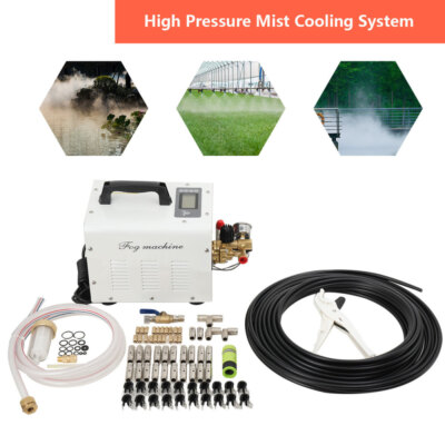 High Pressure Mist Cooling System Pump 20pc Nozzles For Garden Hydroponics  Spray