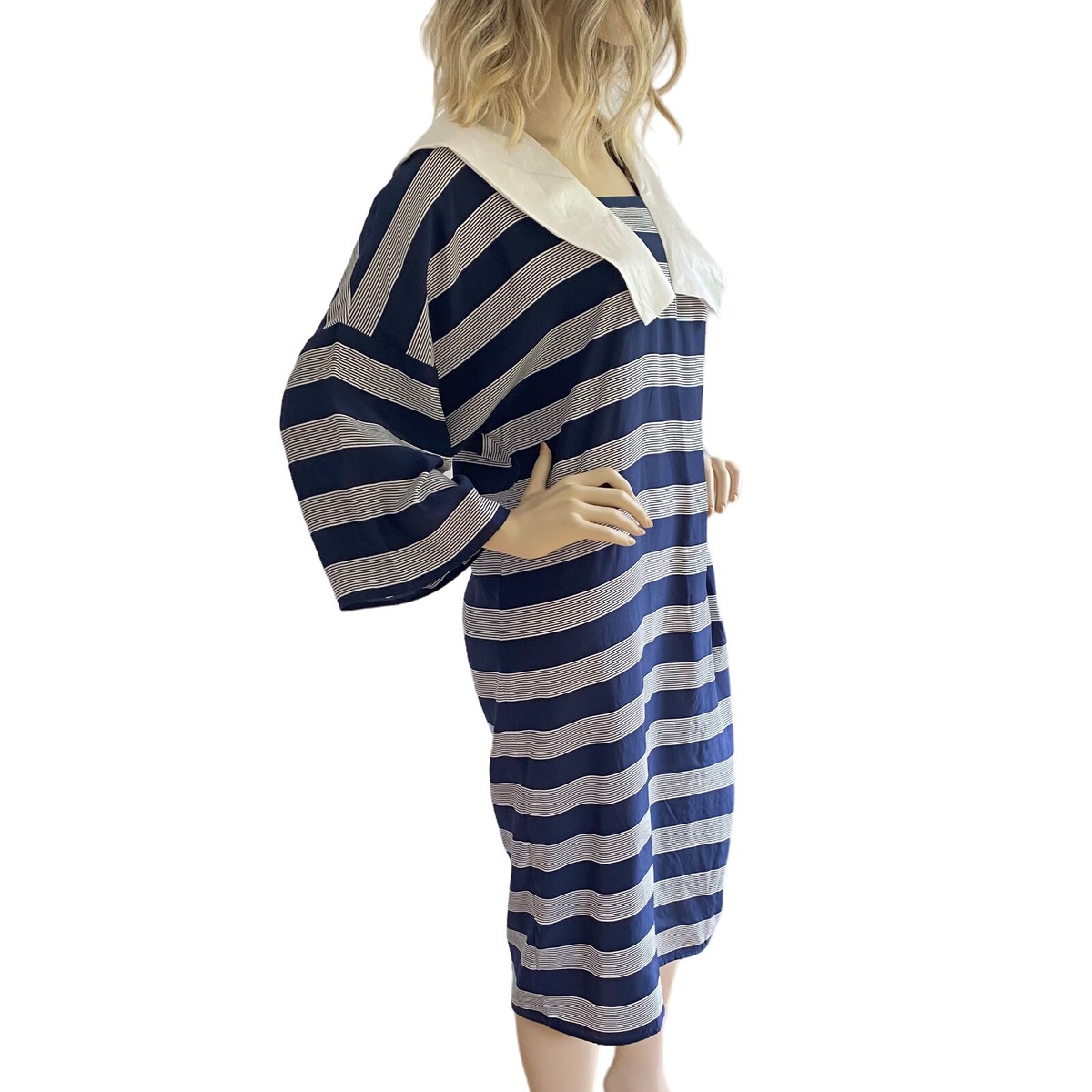 Flora Kung NWT $320 Cruise Yacht Cruise Navy Stripe Sailor Marina Kimono  Dress