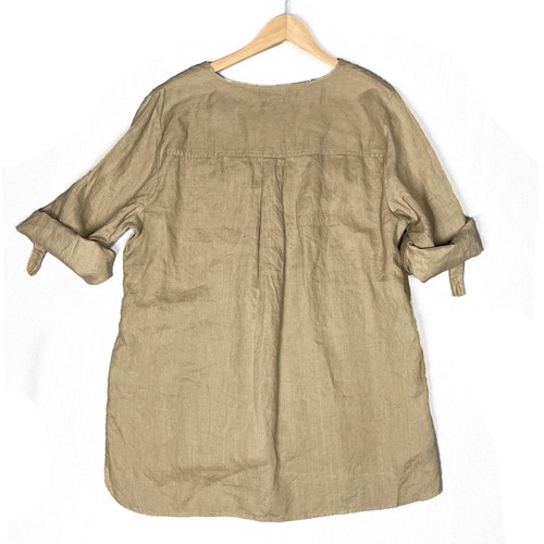 Túnica ELLEN TRACY 100% Lino Rollo Pestaña Top Gran Tamaño Talla XL Bronceado Cremallera Bolsillos - Imagen 3 de 9