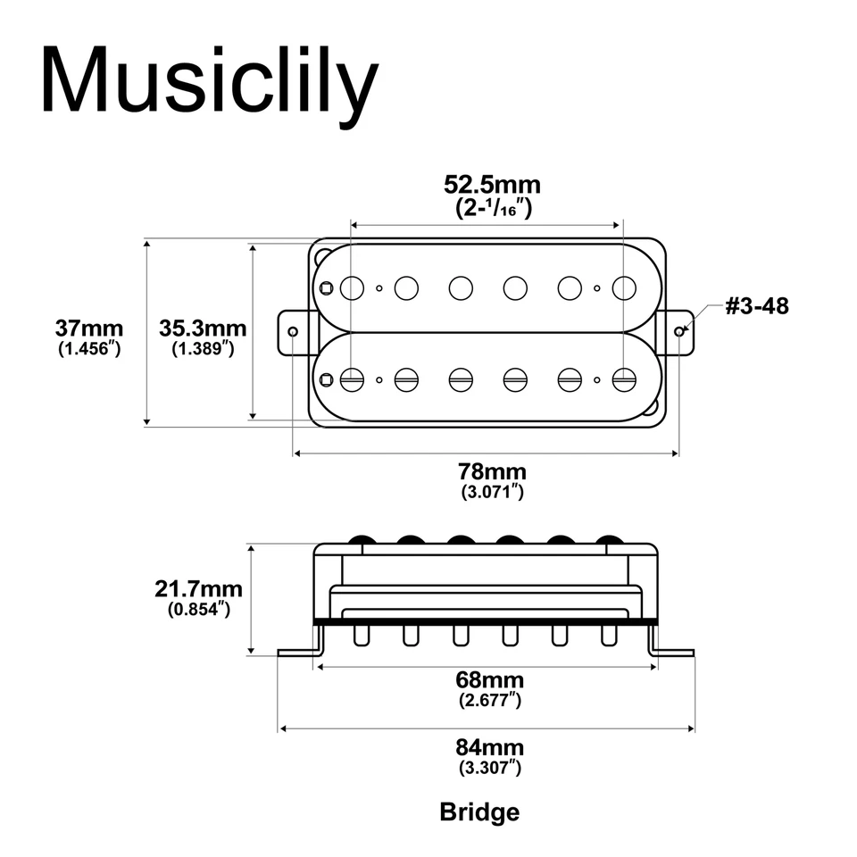 Captador de ponte de guitarra elétrica Artec VH-Rock Black Alnico 5 Humbucker descoberto - Imagem 2 de 4