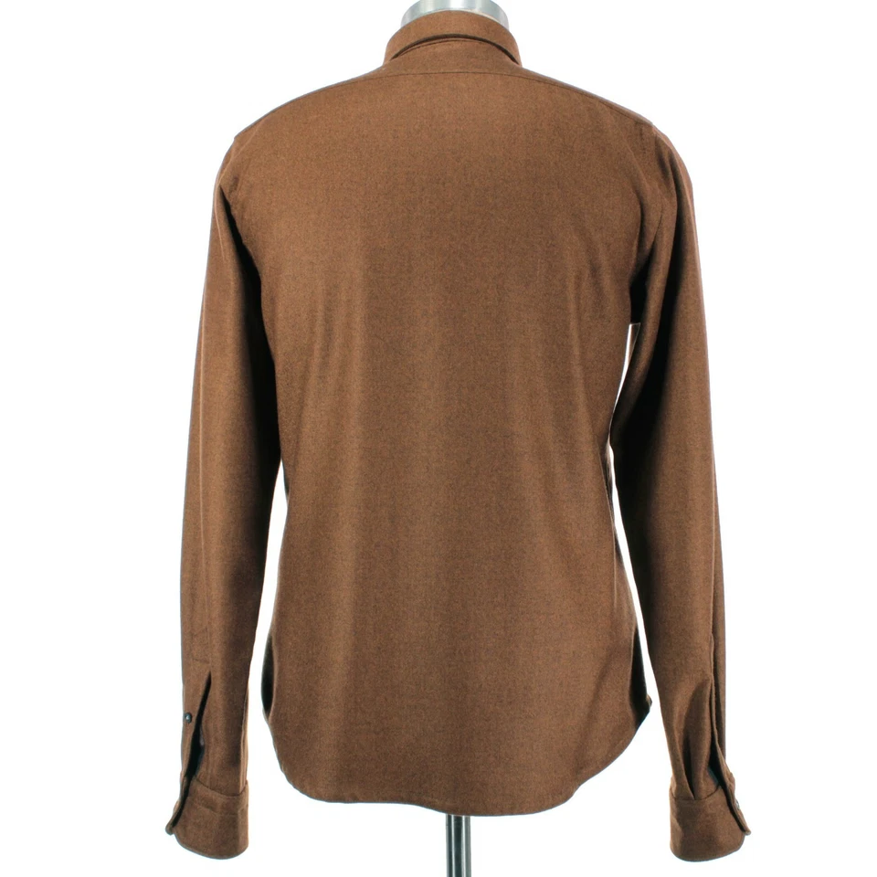 Sobrecamisa Kiton NUEVA SIN ETIQUETAS 100 % cachemir con botones talla M marrón/naranja oxidado melange Foto 4 de 4