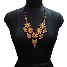 Handmade Necklace Seed Bead Boho American Style Nativ Beaded Multi Strand