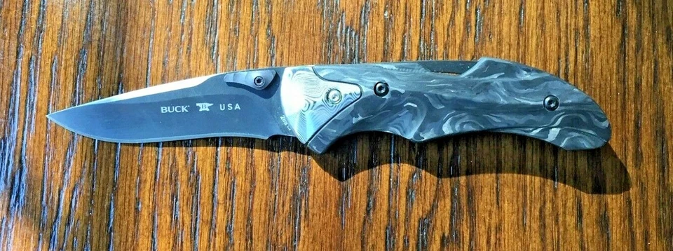Cuchillo plegable Buck Knives 289CFSLE Fluid XL edición limitada bloqueo mármol CF NUEVO Foto 3 de 4
