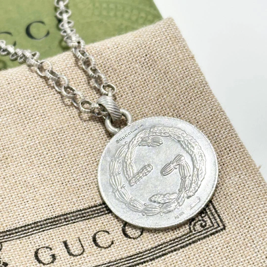 Collana Gucci Incastro G Cuore Quadrifoglio Moneta Ciondolo Ag925 Lunghezza 60cm 23 6"
