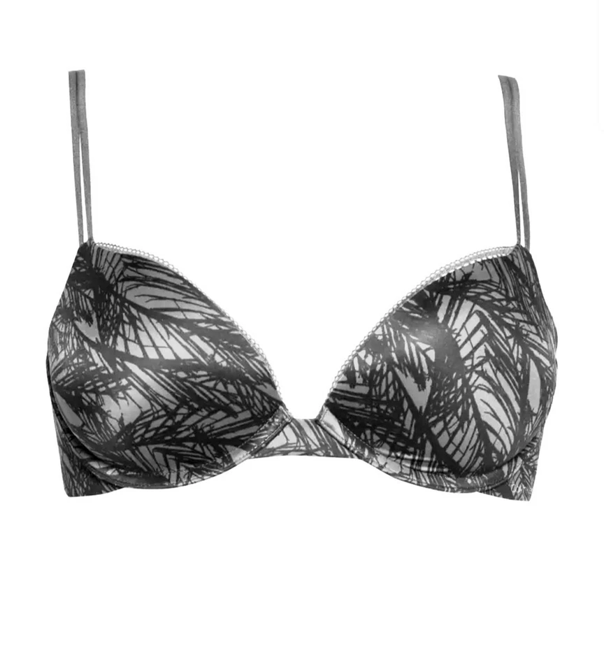 SUJETADOR PUSH-UP CALVIN KLEIN LIQUID TOUCH ESTAMPADO DE PALMA VERDE 34B QF4083 $52 NUEVO Foto 3 de 4