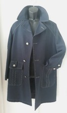 70s Mens Jacket Coat 44 Chest Constrast Stitch Pockets Marine Ship Buttons Vtg