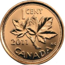 2011 Uncirculated Canadian Penny $0.01 from a MINT ROLL RCM Mint Mark Magnetic