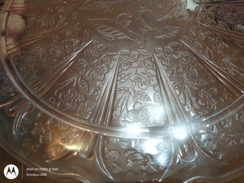Antique Mayfair Rose Pink Depression Glass Cake Plate 10 1/8" Diameter - Picture 11 of 11