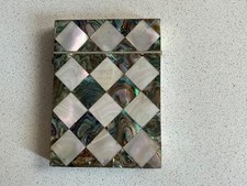 Antique Victorian Mother of Pearl and Abalone calling Card Case c.1890