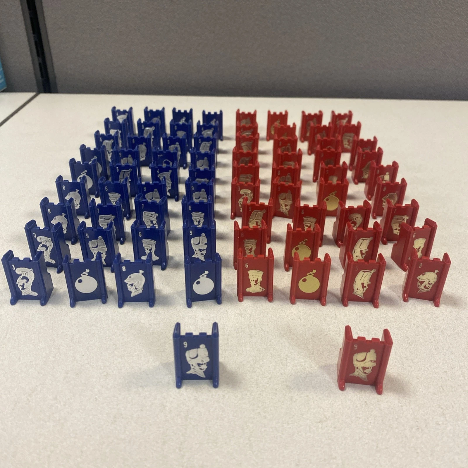 VTG 1975 Classic Plastic Stratego Game Replacement Pieces~37 Red & 37 Blue