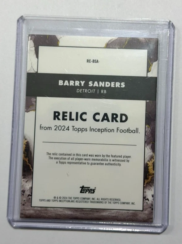BARRY SANDERS 2024 Topps Inception Relic Card #RC-BSA 14/50 - image 2 of 2