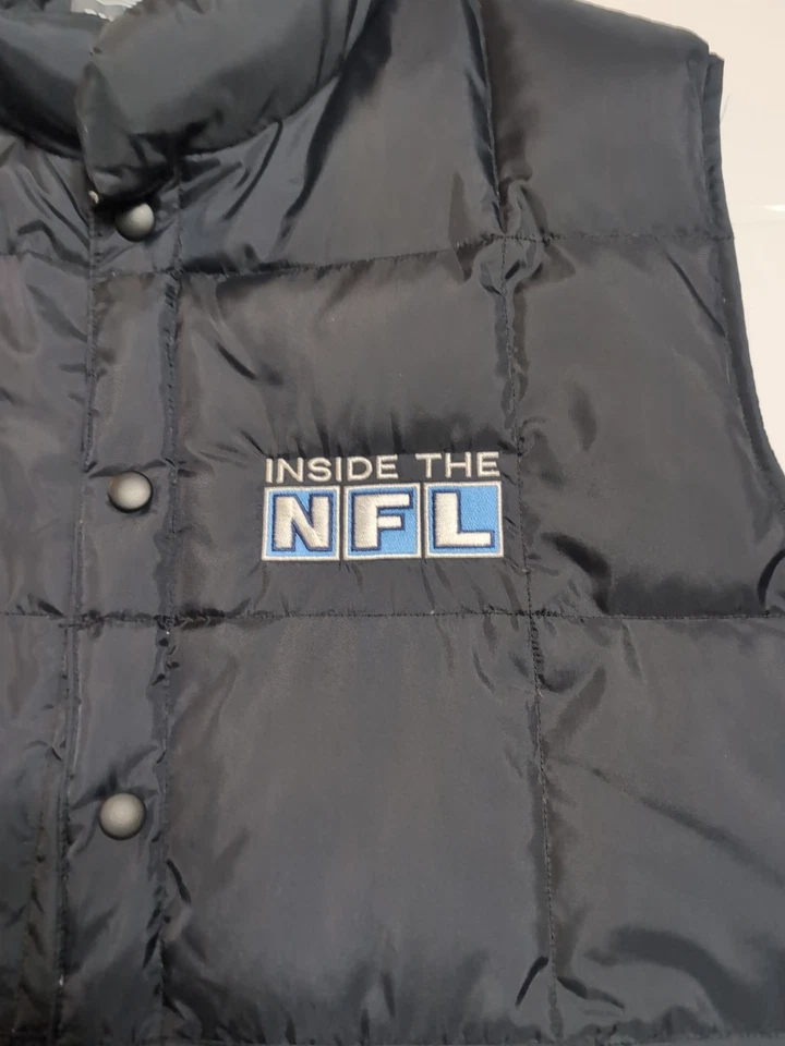 Vintage 90s HBO Inside The NFL Down Vest L Black Blue – Promo Sports RARE - Image 3 of 4