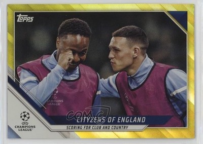 2021 UEFA Champions League Checklist Yellow Foil Phil Foden Raheem Sterling 06y2
