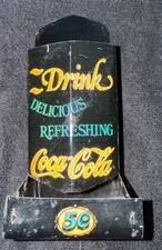 Vintage Coca-Cola hanging wall metal tin match bottle cap holder 6"