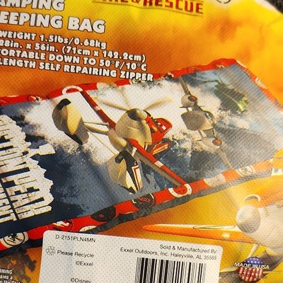 Exxel Outdoors Disney Planes Fire & Rescue Kids Sleeping Bag 28x56 Polyester Zip