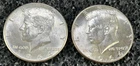 2 1964 Silver Kennedy half dollars minted in Philadelphia.