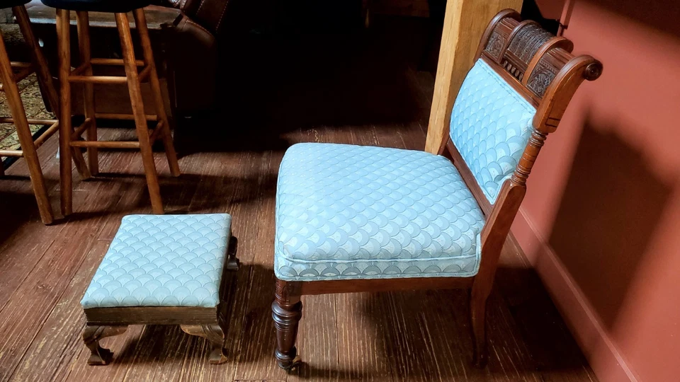 Vintage Hand Carved Upholstered Arm Chair, Very Unique - Image 3 of 4