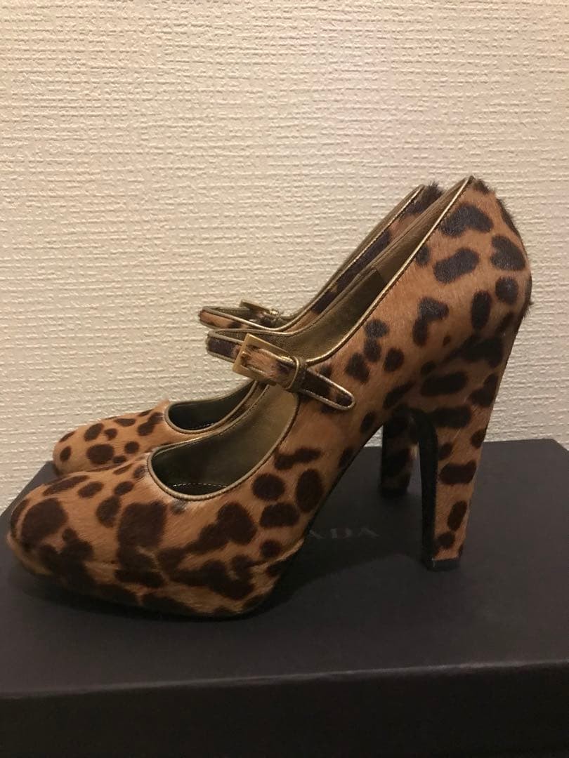 PRADA Pumps High-Heel Size:35.5/JP:22.5 Porcelain Brown/Beige 135142K Authentic thumbnail 2
