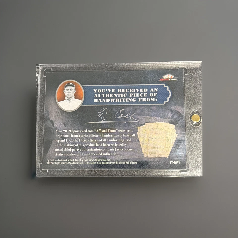 2019 Una palabra de Ty Cobb firmada a mano palabra cortada escritura a mano "The" Hof ¡muy rara! Foto 2 de 2