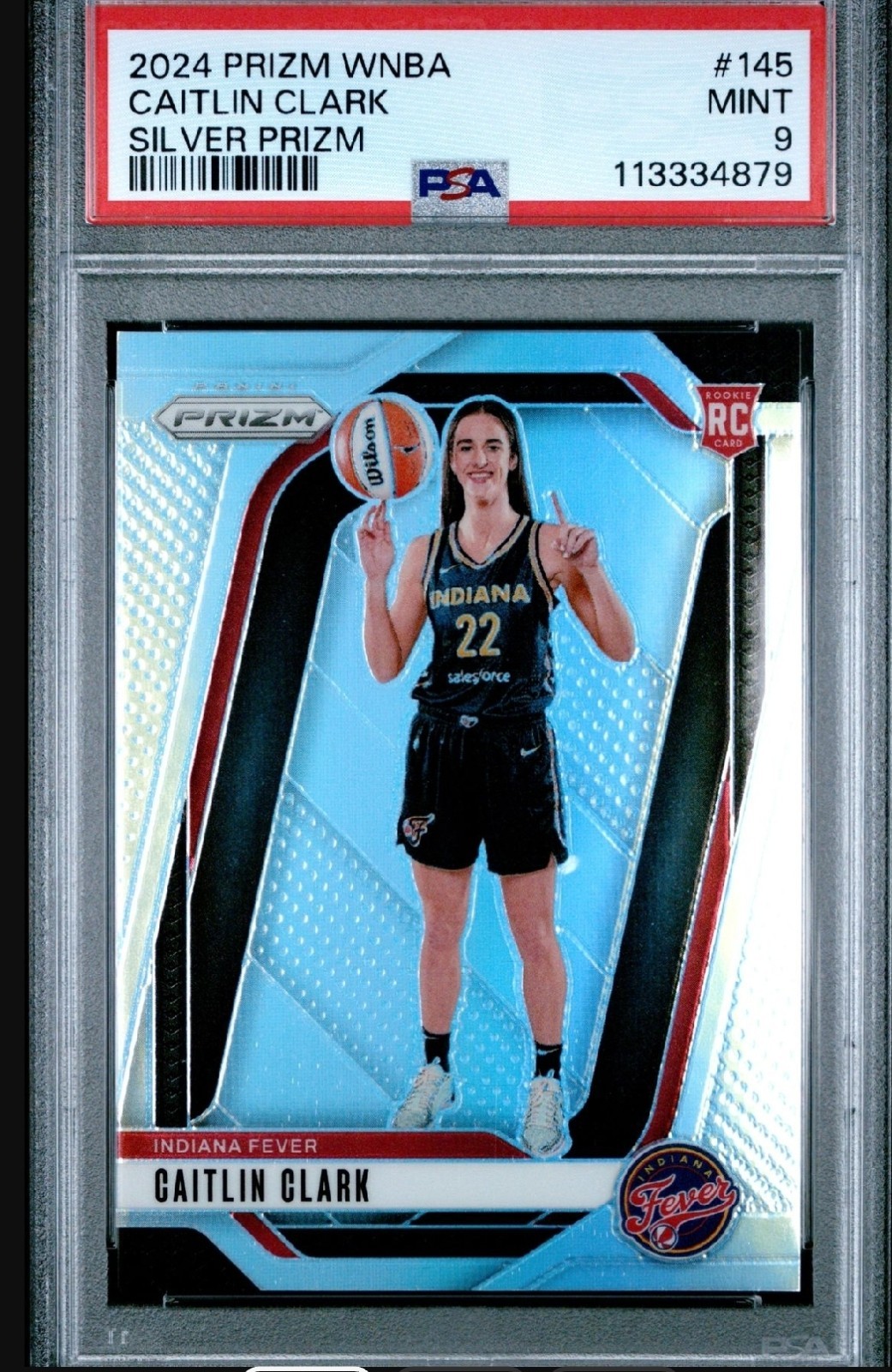 2024 Panini Prizm WNBA - Caitlin Clark #145 Variation Silver Prizm (RC) PSA 9