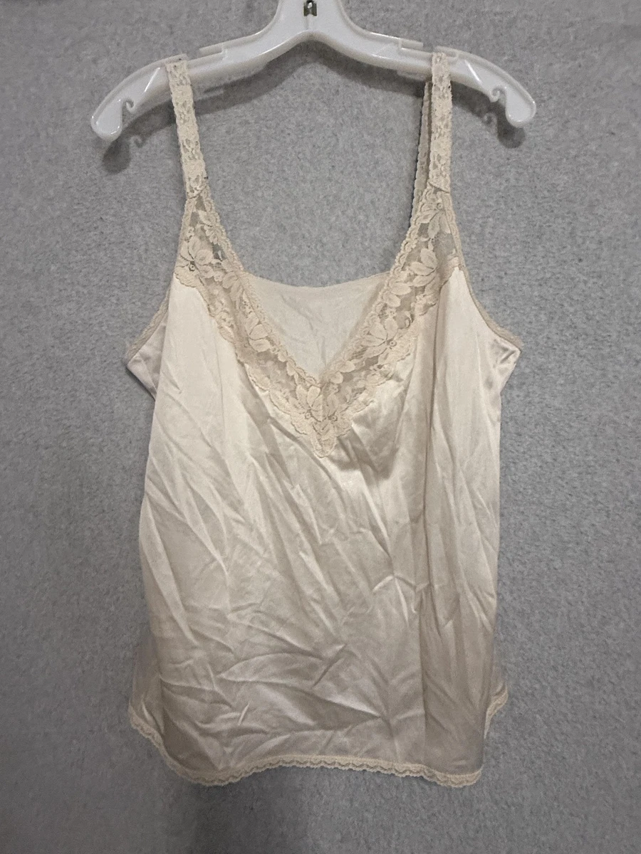 Vintage Maidenform Camisole Tank Top Womens 40 White Lace Satin
