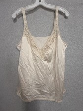 Vintage Maidenform Camisole Tank Top Womens 40 White Lace Satin Made USA ILGWU