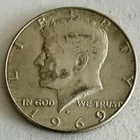 1969 D 40% Silver Kennedy Half Dollar Coin (50c)/Circulated/Denver/US Mint/JFK7