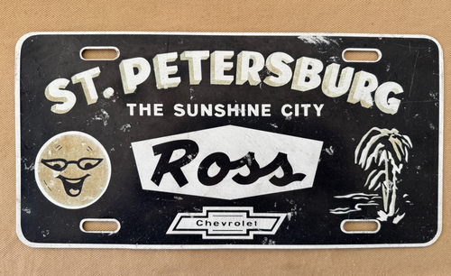 Targa Vintage Rivenditore Ross Chevrolet San Pietroburgo Florida Metallo Mr. Sun - Foto 6 di 6