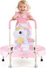 27" Unicorn Mini Trampoline for Toddlers, Small Trampoline with Safety Handle, R