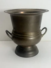 Vintage Copper/Brass cauldron handled pot vase holder decor planter bucket 10"