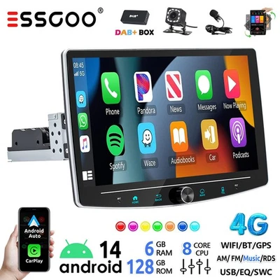 DAB+ 6+128GB Autoradio 1 DIN Android 14 Navi Carplay GPS 360° Drehbar Bildschirm - Bild 1 von 4