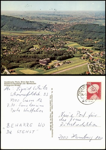 Ansichtskarte Porta Westfalica  Pforte Hausberge Barkhausen Luftaufnahme 1980