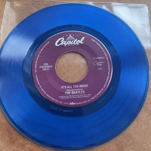 BEATLES It's All Too Much & Only A Northern Song BLUE VINYL RECORD 45 rpm 7" ex