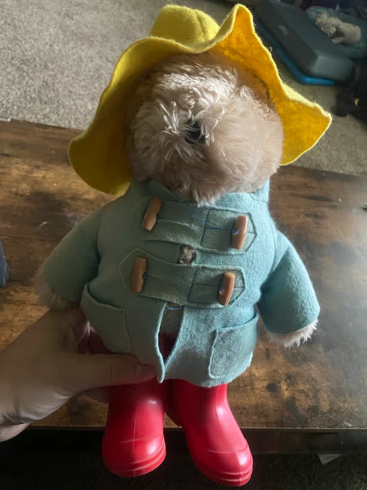 Vintage Paddington Bear Plush Eden Toy Yellow Hat Red Rubber Boots 18" 1981 - Image 1 of 4