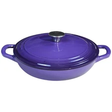 Braiser Enameled Cast Iron Braiser 2.25 qt Braiser Pan with Lid Purple Shallo...