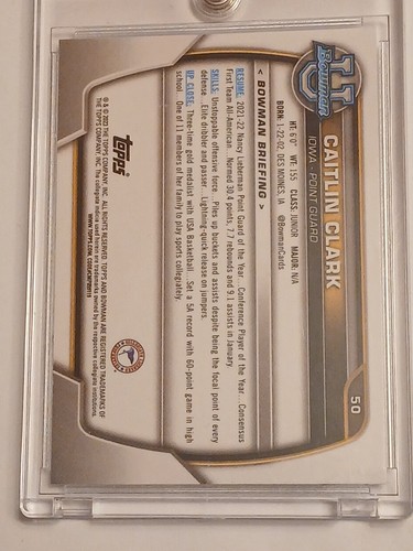 ⏫️🔥 CAITLIN CLARK 2022 Bowman U Iowa 1st Rookie RC FEVER ROY! MINT GRADEABLE! - Picture 5 of 13