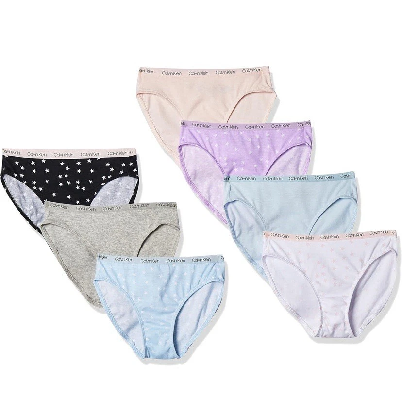 Calvin Klein Girls Cotton 7 Pack Stars Bikini Panties Underwear Size XL (14/16) - Image 2 of 4