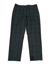 Talbots Signature Green Plaid Flat Front Pants Tartan Holiday 6 Straight Leg