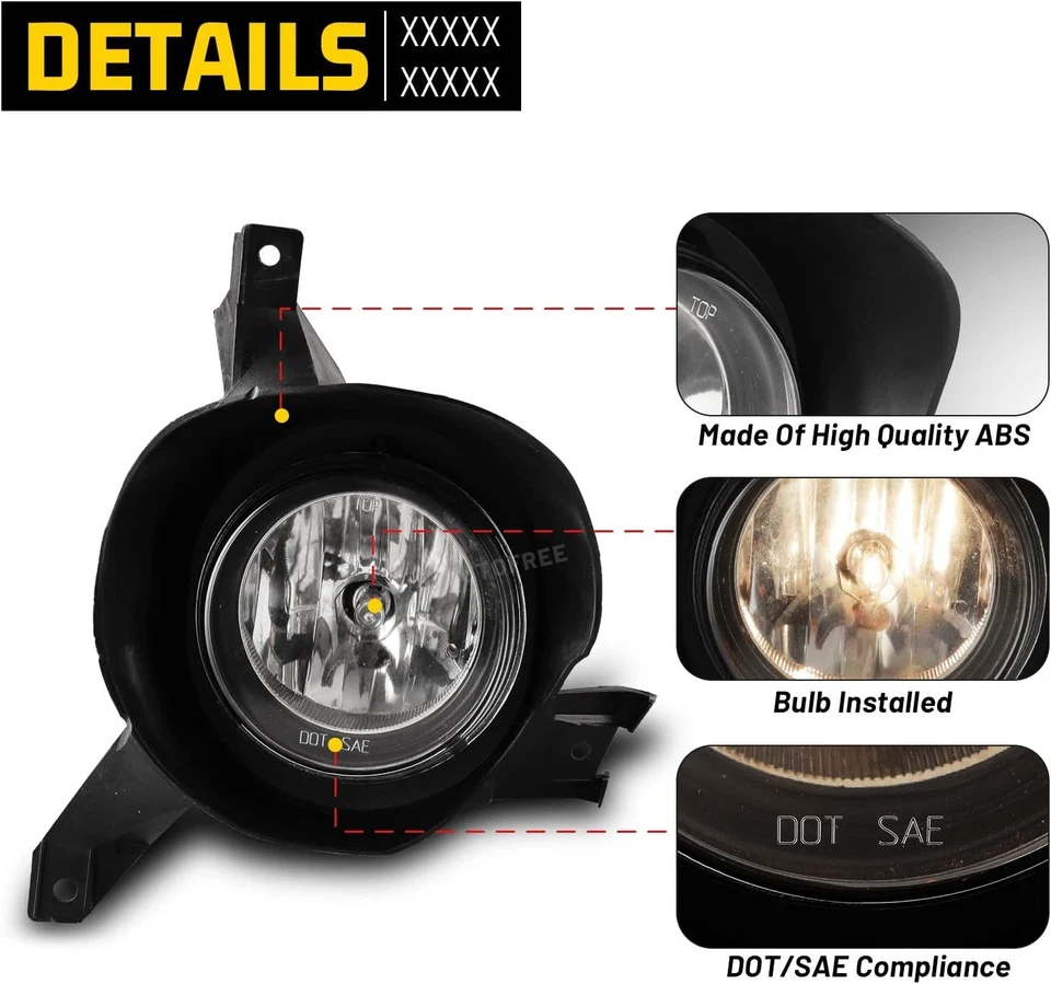 2-PACK Clear Fog Lights For 2002-2005 Ford Explorer Front Bumper Driving Lamps - Image 4 of 4