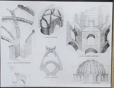 Roman Vault Construction, Drawings, Magic Lantern Glass Slide