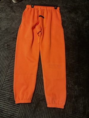 ESSENTIALS Orange Men's L Fleece Cotton Jogger Pants Tapered Drawstring