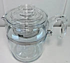 Vtg MCM Pyrex 7759-B Glass Stove Top Percolator 6 Cup Coffee Pot Flameware