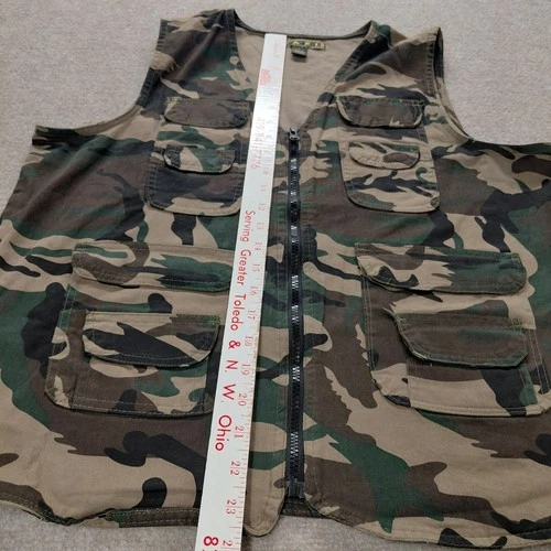 Taxi Utility Camo Game Hunting Zip Up Vest Men LARGE Ammo Flap Pockets image 4