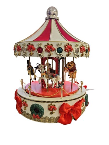 Vintage 90s Holiday Workshop Animated Musical Lighted Christmas Carousel - Imagen 1 de 13