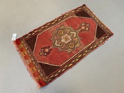 Vintage Turkish Mini Kilim 96x55 cm Wool Small Kelim Runner, shabby Chic - Picture 3 of 7