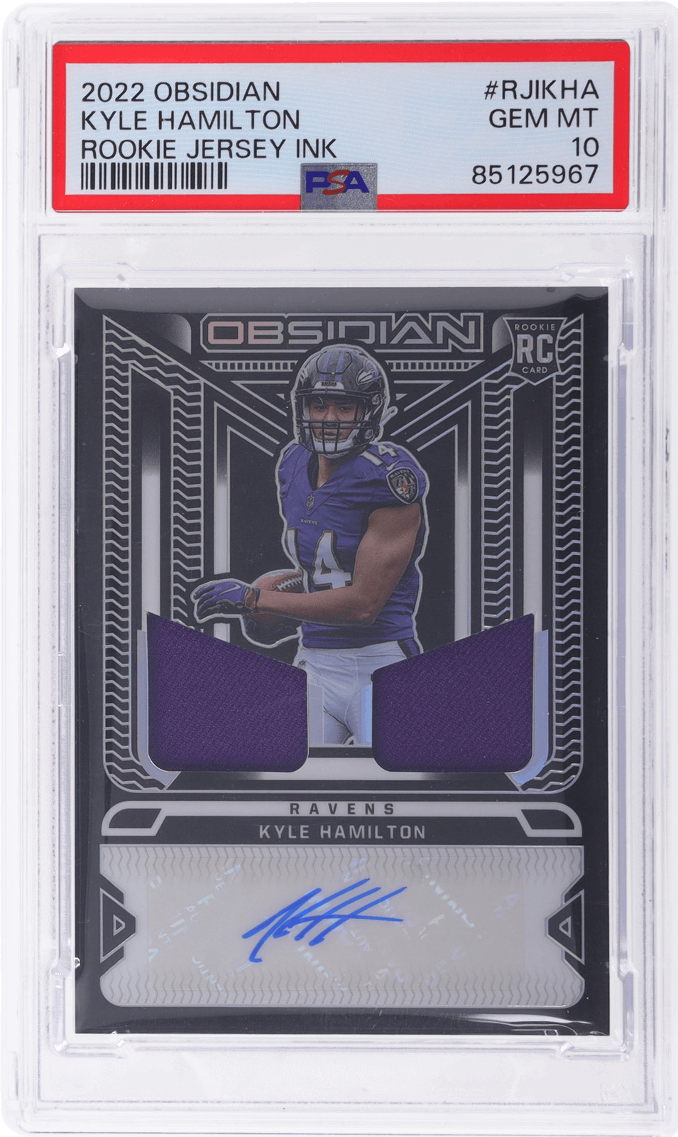 Kyle Hamilton Panini Obsidian Rookie Jersey Ink #RJIKHA Base