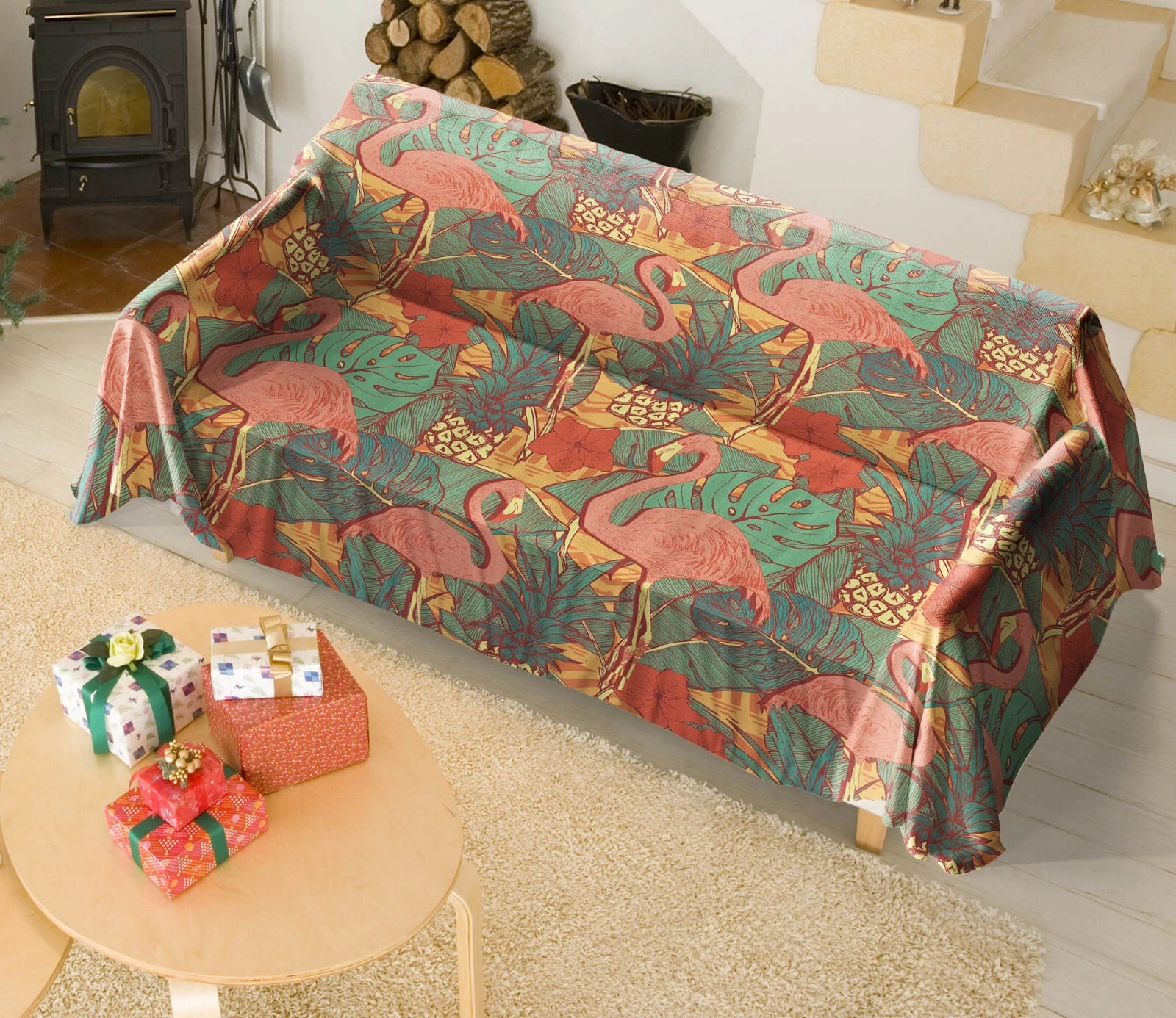 3D Red Flamingo N2832 Sofa Cover High Stretch Lounge Slipcover Protector Couch