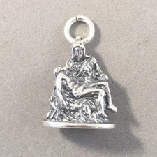 .925 Sterling Silver PIETA CHARM Rome Italy Vatican City Pendant New 925 TI36